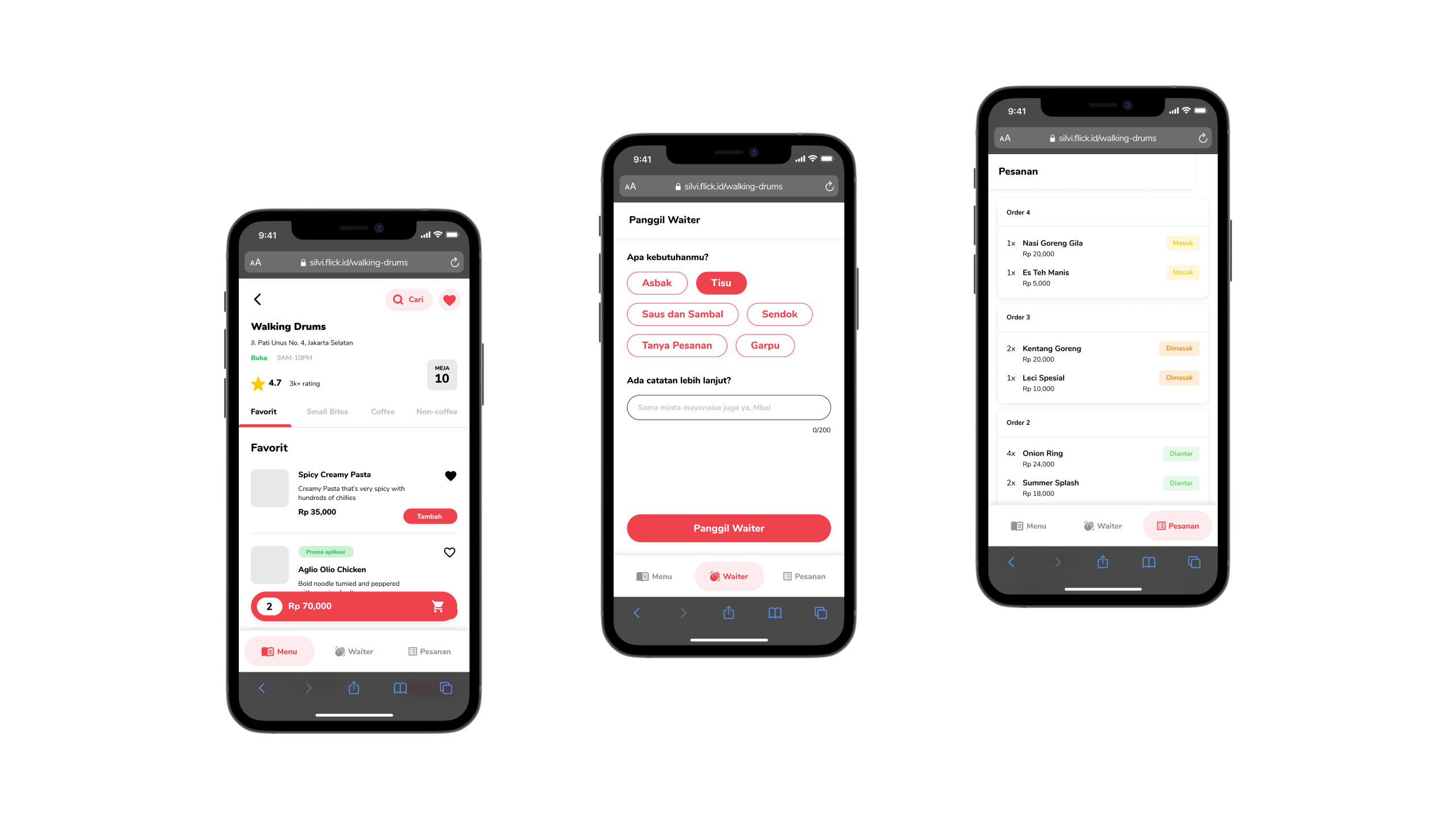 Contactless order, payment and interaction